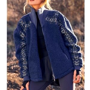 Free People Movement Snowy Peaks Embroidered Fluffy Fleece Jacket Size XS